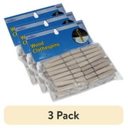 (3 pack) Symmetry Traditional Non-Coated Wooden Clothes Pin, 50 Piece Value Pack